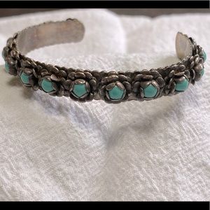 Sterling silver cuff with turquoise